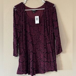 Torrid red wine lace 3/4 sleeve